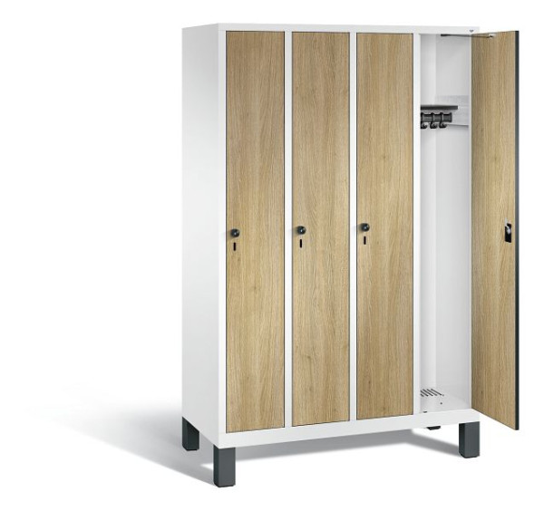C+P Garderobenschrank Evolo, H1850xB1190xT500mm, Farbe: Verkehrsweiß / Dekor Eiche Sereno, 48010-40 S10578