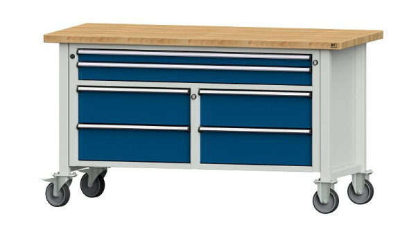 ANKE Werkbänke Kastenwerkbank, Modell 255 V, 1500 x 700 x 840 mm, RAL 7035/5010, BMP 40 mm, fahrbar, 304.160
