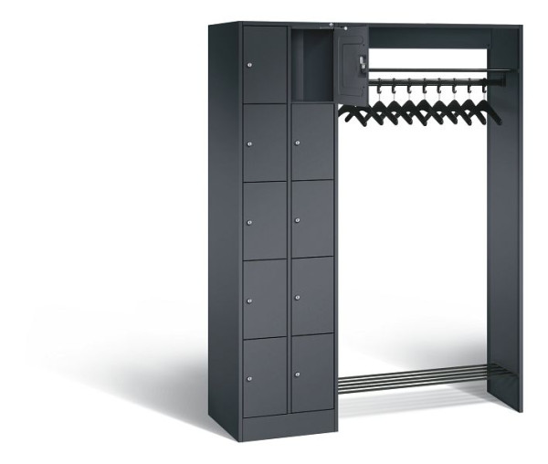 C+P Offene Garderobe Serie 8070, H1950xB1410xT480mm, Farbe: Schwarzgrau, 80720-00 S10031