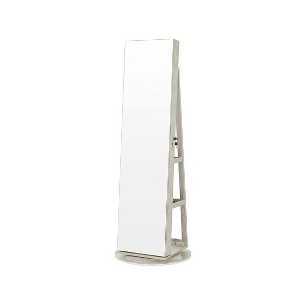 SONGMICS Schmuckschrank mit Spiegel, Weiß mit Holzmaserung, B34JJC007W01