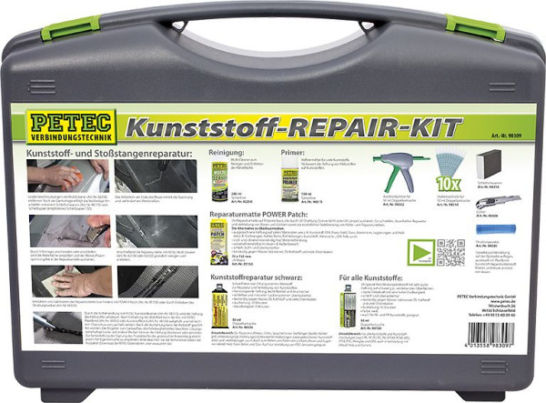 Petec Kunststoff Repair Kit, die Komplettlösung für professionelle Kunststoffreparaturen, 98309