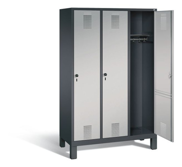 C+P Garderobenschrank Evolo, H1850xB1200xT500mm, Farbe: Schwarzgrau / Weißaluminium, 48010-32 S10035