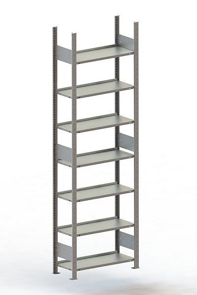 Meta S3 Büro Steckregal Compact GR 2500x750x300 mm, verzinkt, Bodenanzahl: 7, 200178008