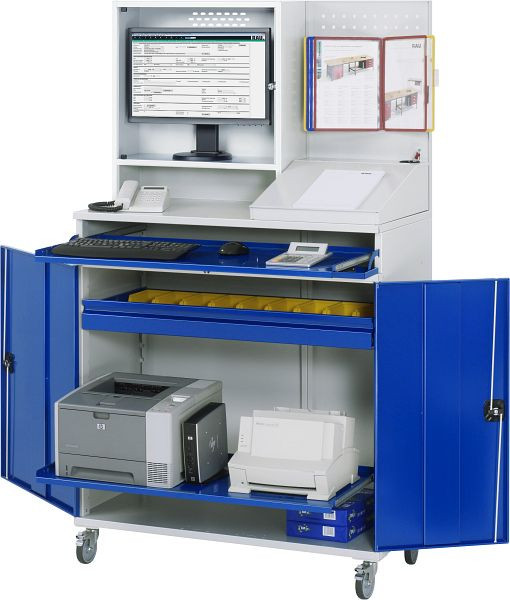 RAU Computer-Schrank - Modell 69, B1100 x T520 x H1895 mm, Monitorgehäuse B650 x T250 x H710 mm, 07-1100-M69-MG2F.11