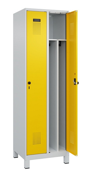 C+P Spind Evolo PLUS, mit Füßen, 2 Abteile, 1950x600x500mm, 7035/1023, Verschluss Drehriegel, 049010-20F S10001