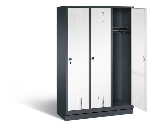 C+P Garderobenschrank Evolo, H1800xB1200xT500mm, Farbe: Schwarzgrau / Verkehrsweiß, 48020-32 S10690