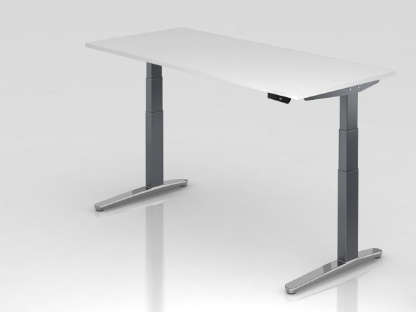 Hammerbacher Sitz-Steh-Schreibtisch elektrisch 180x80cm Weiß/Graphit, poliert, Rechteckform, VXBHM19/W/GC