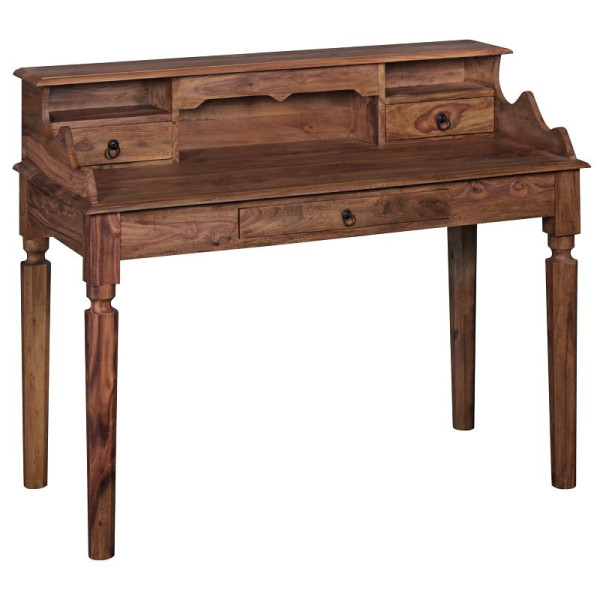 Wohnling Schreibtisch KADA Massivholz Sheesham, mit 3 Schubladen im Landhaus-Stil, WL1.751