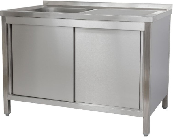 A&S Polarny Spülschrank 1200 x 600 x 850 mm 1 Becken links, mit Schubladenblock, 600 mm Tiefe, SPSCHSB1261BL