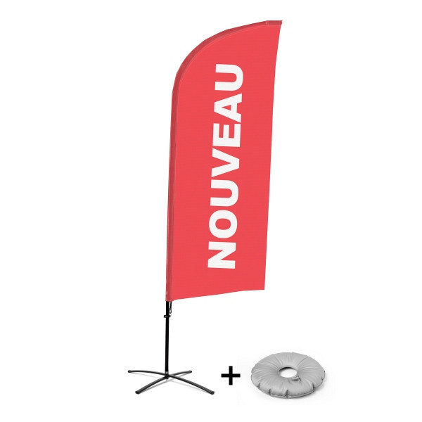 Showdown Displays Beachflag Alu Wind Komplett-Set Neu Rot Französisch Kreuzständer, BFAW310-CB30-WB-I502