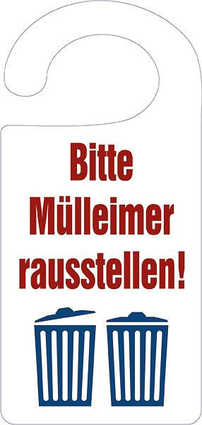 SafetyMarking Türanhänger, Bitte Mülleimer rausstellen, BxH 10x21 cm, Polycarbonat, 90.5398