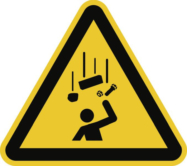 Moedel Warnung vor herabfallenden Gegenständen ISO 7010, Folie, 100 mm Seitenlänge, 98703