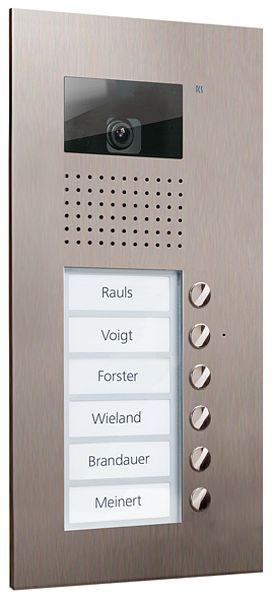 TCS Video Außenstation Serie AVU mit 6 Klingeltasten (rechtsbündig), 1-spaltig, UP Edelstahl, AVU14060-0030