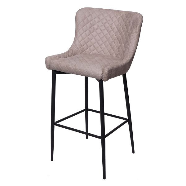 Mendler Barhocker HWC-H79, Barstuhl Tresenhocker, Vintage Metall Fußablage, Stoff/Textil grau, 74062