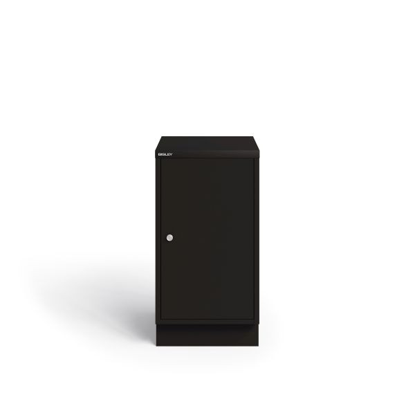 Bisley MultiDrawer, 29er Serie, abschließbare Flügeltüre mit Sockel, Türanschlag links, Farbe schwarz, LS29L633