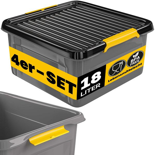 monzana Aufbewahrungsbox, VE: 4er-Set Grau/Anthrazit 39x39x16cm stapelbar, 997701