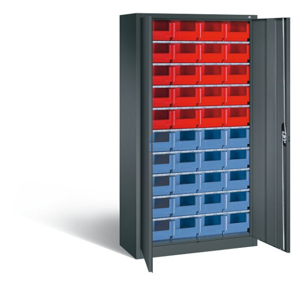 C+P Magazinschrank Serie 13, H1980xB1000xT420mm, Farbe: Anthrazitgrau, Muldengriff, 133144-24 S10110