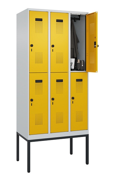 C+P Doppelstock-Spind Evolo PLUS, Gestell, 6 Fächer, 2120x900x500mm, 7035/1004, Drehriegel, 0493307-30 S10000
