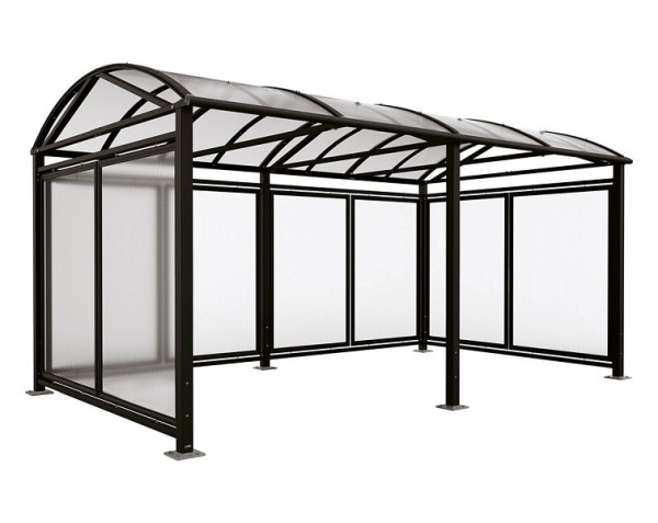 Procity Fahr- Und Motorrad Überdachung Vierkantrohr "L" All-In-One: Grundmodell + Erweiterung + Rückwand + Seitenverkleidung, RAL 9005, 529083.9005