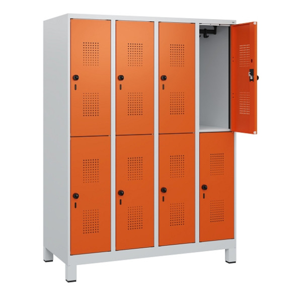 C+P Doppelstöckiger Spind Evolo PLUS, Füße, 8 Fächer, 1630x1200x500mm, 7035/2004, Drehriegel, 0493105-40 S10002