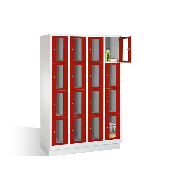 C+P Schließfachschrank Classic, H1800xB1190xT500mm, Farbe: Lichtgrau / Rubinrot, 8020A404 S10001