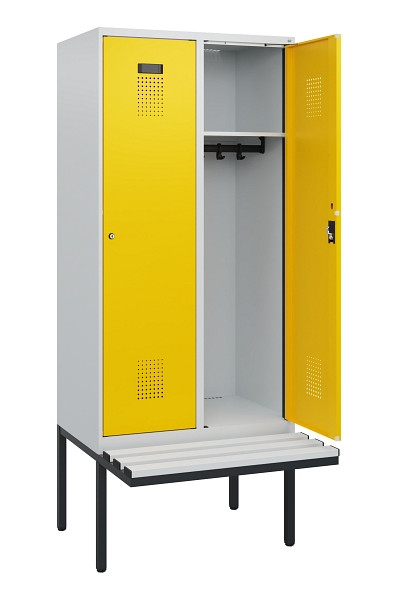 C+P Spind Evolo PLUS, 2 Abteile, 1950x800x815mm, 7035/1023, Zylinderschloss, Material Sitzfläche Kunststoff, 0490405-22 S10082