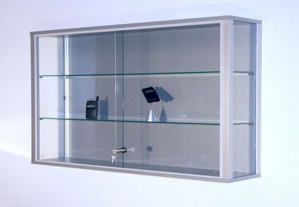 BST Wandvitrine, Dekor-Silber, 2 Böden, 1500x200x800mm, LINK-V158