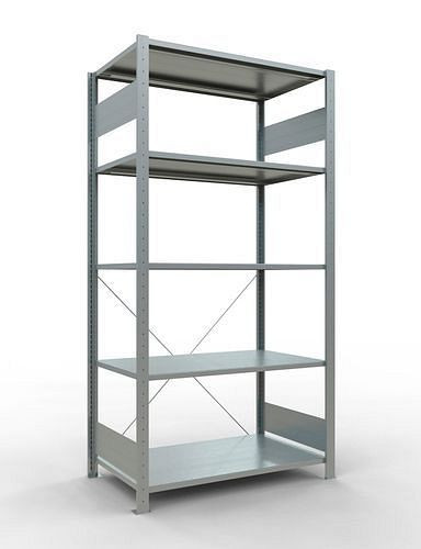 Schulte Fachbodenregal, Grundfeld, 5 Lagerebenen, Kreuzstrebe, Fachlast 150 kg, 1060 x 636 x 2000 mm, 278699