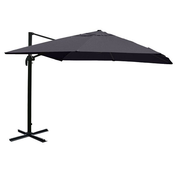 Mendler Gastronomie-Ampelschirm HWC-A96, Sonnenschirm, 3x4m (Ø5m) Polyester/Alu 26kg, anthrazit ohne Ständer, 76804