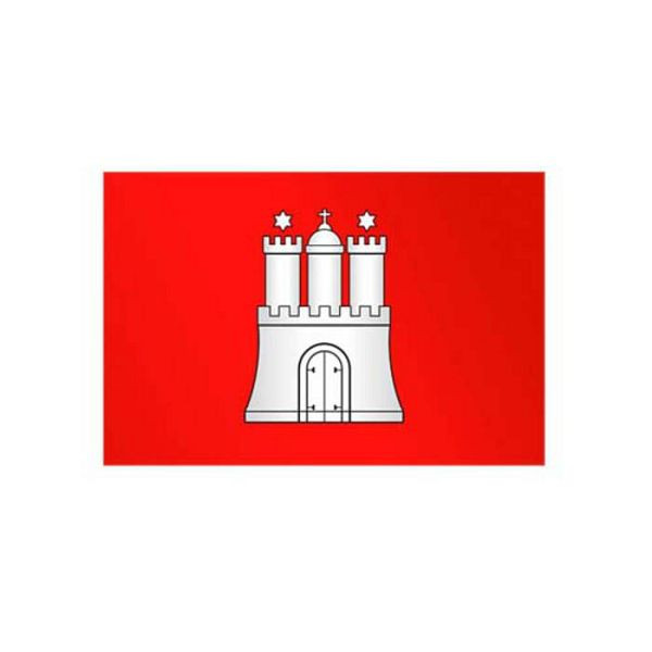 Stein HGS Landesflagge Hamburg, 60 x 90 cm (Querformat), mit Seil und Schlaufe, FlagTop 110 g/m², für Fahnenmasten 6 m, ohne Hohlsaum, 26308