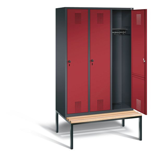 C+P Garderobenschrank Evolo, H2090xB1200xT815mm, Farbe: Schwarzgrau / Rubinrot, 48050-32 S10006
