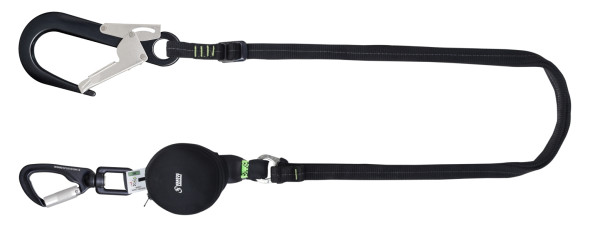 Kratos GRAVITY-S Kompakter Falldämpfer mit Verbindungsmittel 45 mm Gutband Länge max.2m, Aluminium Karabiner, für 140 kg und scharfe Kanten, FA3072420