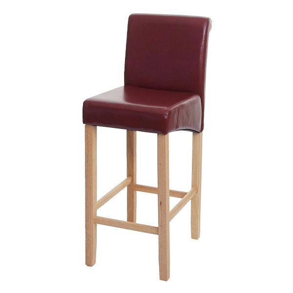 Mendler Barhocker HWC-C33, Barstuhl Tresenhocker, Holz, rot-braun, helle Beine, Kunstleder, 74528