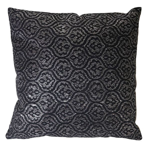 Mendler Deko-Kissen Barock, Sofakissen Zierkissen mit Füllung, schwarz Glanz-Effekt 45x45cm, 51879