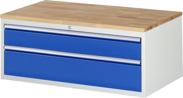 RAU Schubladenschrank Serie 7000, B1145 x T650 x H465mm, Schubladen: 1xH150, 1x210 mm, Buche-Massiv-Arbeitsplatte, Stärke 25mm, 03-XXL2.11A-B.11