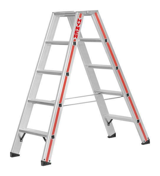 HYMER Stufenstehleiter, beidseitig begehbar, 2x5 Stufen, Länge 1,30 m, Standhöhe: 0,69 m, 802410