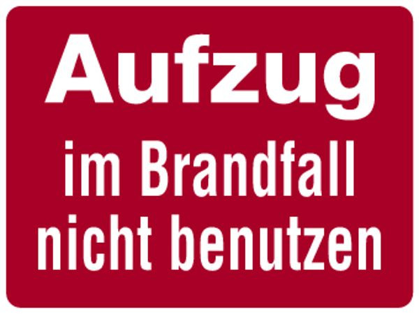 Schilder Klar Hinweisschild Aufzug im Brandfall nicht benutzen, 200x150 mm Folie selbstklebend, 1110/61
