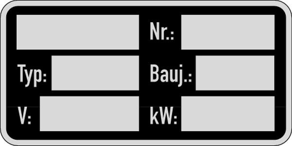 Schilder Klar Maschinenkennzeichnung Typenschild (KW), 50x25 mm Folie selbstklebend, VE = 1 Stück, 26/61
