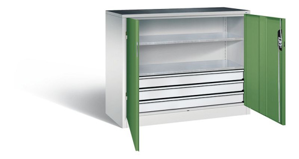 C+P Werkzeugschrank Acurado, H1000xB1200xT500mm, Farbe: Lichtgrau / Resedagrün, Muldengriff, 8831-5035 S10150
