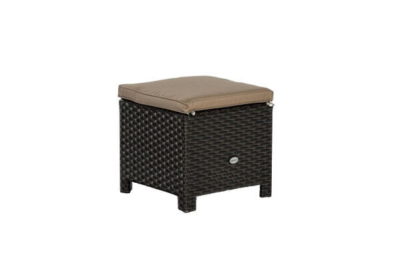 Merxx Salerno Hocker, 40 x 40 x 43 cm, inkl. Kissen, braun/beige, Stahlgestell mit Kunststoffgeflecht, 28436-210