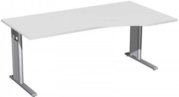 geramöbel PC-Schreibtisch rechts starr, C Fuß Blende optional, 1800x1000x720, Lichtgrau/Silber, N-648305-LS