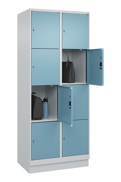C+P Schließfachschrank Evolo PLUS, mit Sockel, 8 Fächer, 1950x800x500mm, 7035/00, Frontfarbe 2406015 RDS Architekturblau, 049020-224 S10009