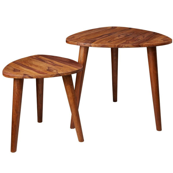 Wohnling Design Satztisch Sheesham Massivholz 2er Set Klein, WL5.574