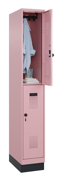 C+P Doppelstöckiger Spind Evolo PLUS, mit Sockel, 2 Fächer, 1950x300x500mm, 3015, Drehriegel, 049320-10 S10024