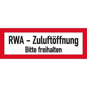 Moedel RWA-Zuluftöffnung Bitte freihalten, Folie, 297x105 mm, 94427
