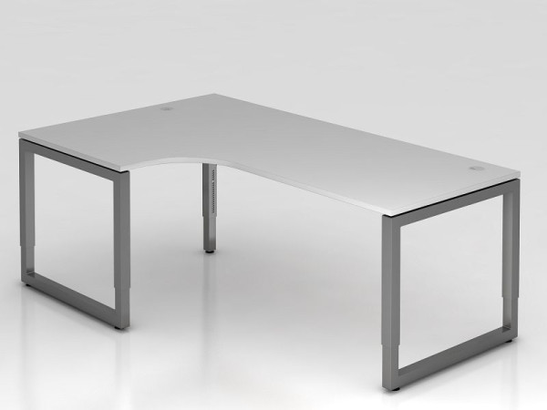 Hammerbacher Winkeltisch O-Fuß eckig 200x120cm Grau/Graphit, Winkelform 90°, links oder rechts montierbar, VRS82/5/G