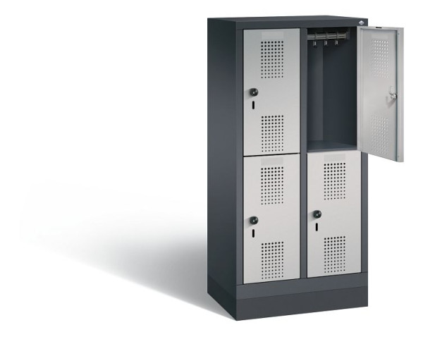 C+P Kindergarten-Spind doppelstöckig Evolo, H1300xB610xT300mm, Farbe: Schwarzgrau / Weißaluminium, 483203-20 S10051