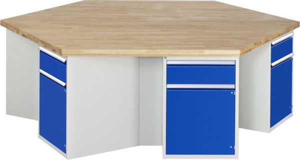 RAU Gruppenwerkbank Serie 4000, 6 x Schublade, 6 x Tür, 6 x Fachboden, 2700x840x2340 mm, 03-467-135B4S.11