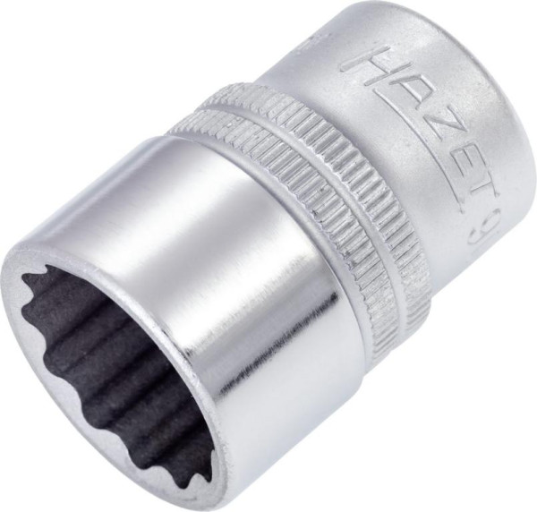 Hazet Steckschlüsseleinsatz, Doppelsechskant, Vierkant hohl 12,5 mm (1/2 Zoll), 19 mm, Mit Rändelung, 900Z-19