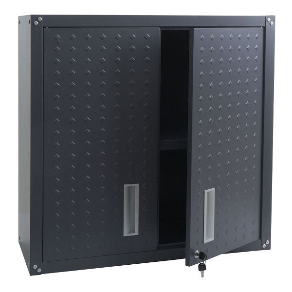 Mendler Hängeschrank HWC-O52, Wandschrank Lagerschrank Bücherschrank, abschließbar Stahl 77x77x31cm, dunkelgrau, 122141